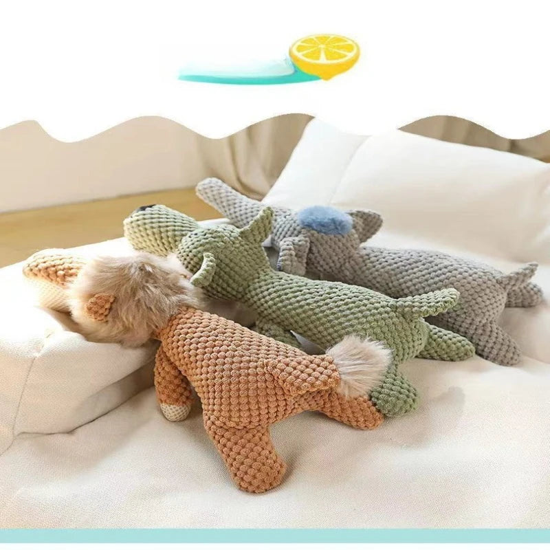 Juguete Mordedor de Peluche Reforzado Forma de Hueso con Cuerda de Algodón y Sonido – Juguete Interactivo Anti-Desgarro y Resistente a Mordeduras para Limpieza Dental de Perros y Gatos