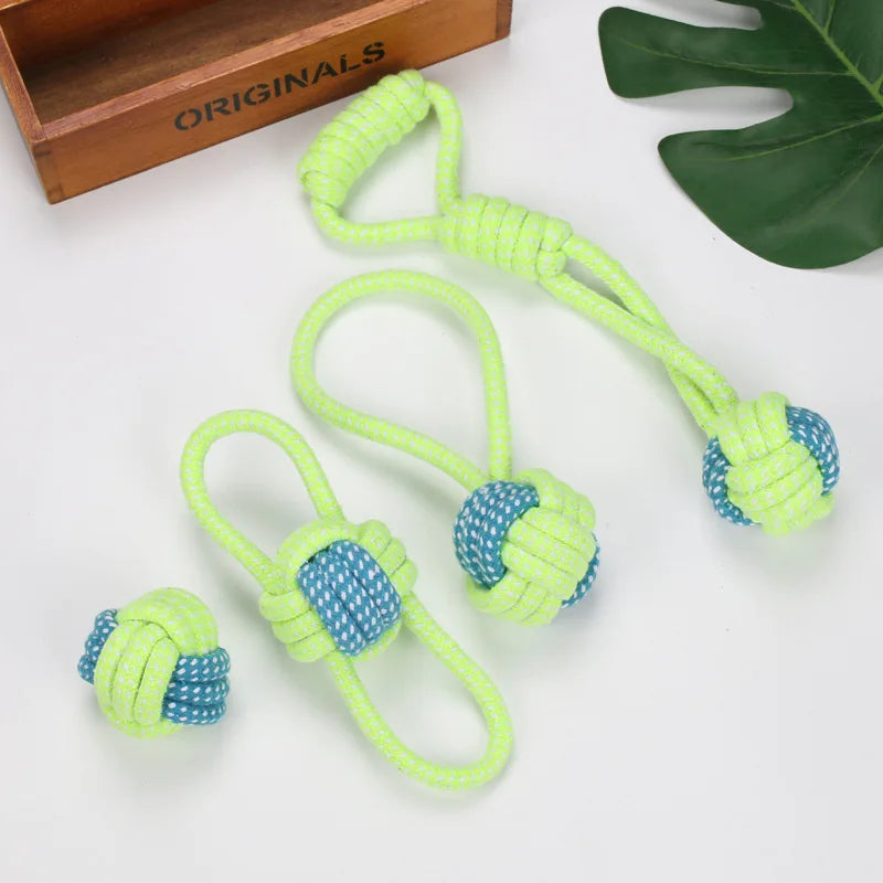Juguete Mordedor de Cuerda de Algodón con Pelota para Perros – Cuerda Interactiva con Efecto Hilo Dental para Limpieza Bucal, Masticación y Juegos de Tirón (Razas Pequeñas y Grandes)