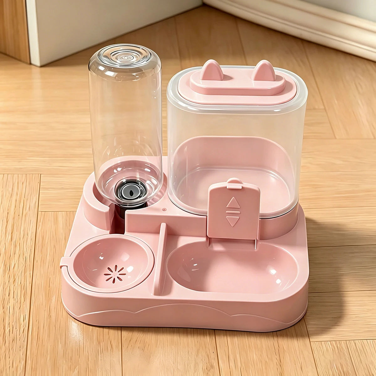 Dispensador 2 en 1 de Agua y Comida para Mascotas - Comedero Doble con Separación Seco/Húmedo, Depósito Transparente y Diseño Antivuelco para Viajes (Perros y Gatos)
