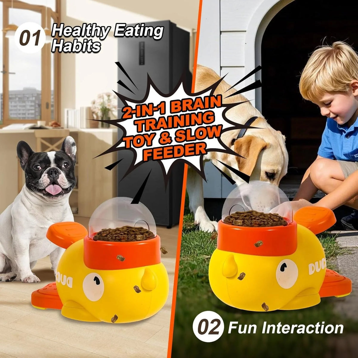 Juguete Interactivo Dispensador de Premios y Comedero Lento para Perros y Gatos Pequeños y Medianos
