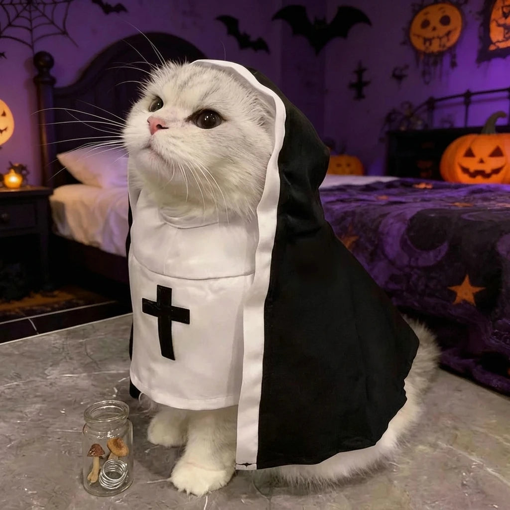 Disfraz de Bruja para Perros y Gatos Pequeños y Medianos – Traje Divertido para Halloween, Fiestas y Sesión de Fotos
