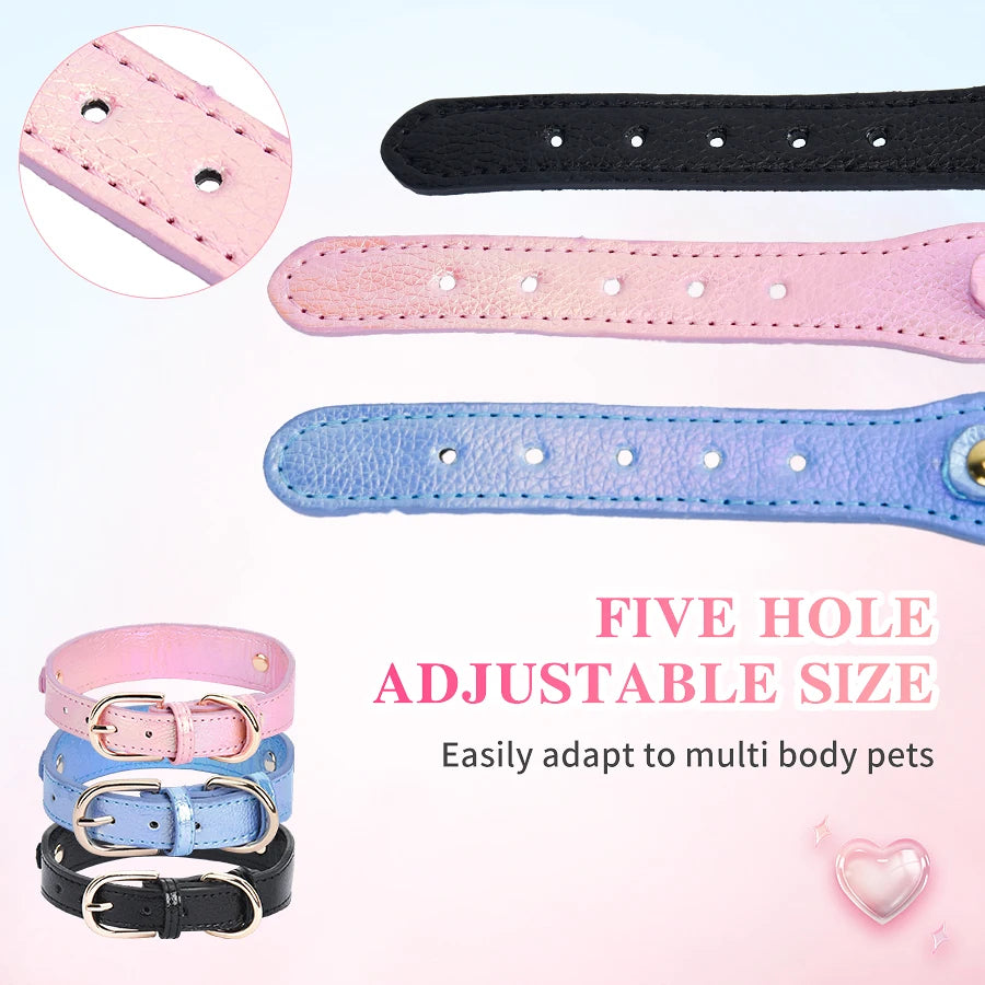 Collar con Dijes de Corazón de Pedrería para Perros Pequeños y Medianos - Collar Elegante con Efecto Termosensible y Cierre Ajustable