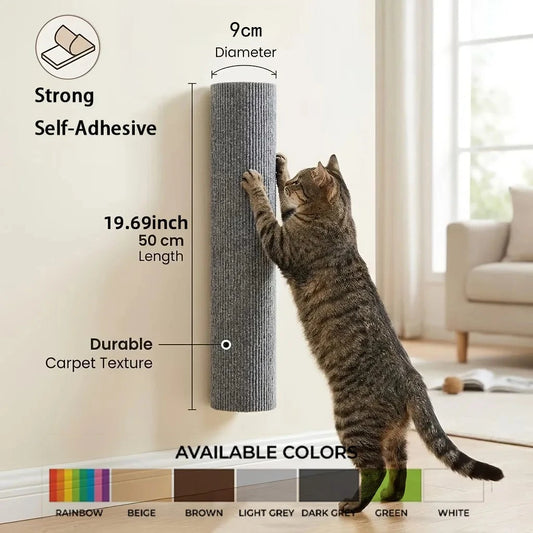Rascador Autoadhesivo de Pared para Gatos - Panel Vertical Anticaída con Adhesivo Protector y Juguete Interactivo para Superficies
