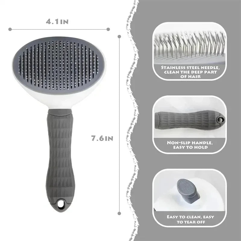 Cepillo Autolimpiante Deslanador para Perros y Gatos – Peine Quita Pelo y Desenredante con Botón de Expulsión para Cuidado e Higiene de Mascotas