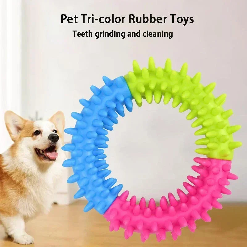 Anillo Anillo Disco Volador y Mordedor con Púas para Perros y Gatos – Juguete Interactivo de Entrenamiento y Limpiador Molar de Goma