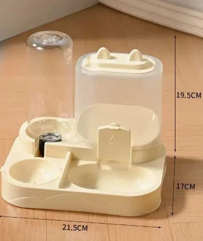 Dispensador 2 en 1 de Agua y Comida para Mascotas - Comedero Doble con Separación Seco/Húmedo, Depósito Transparente y Diseño Antivuelco para Viajes (Perros y Gatos)