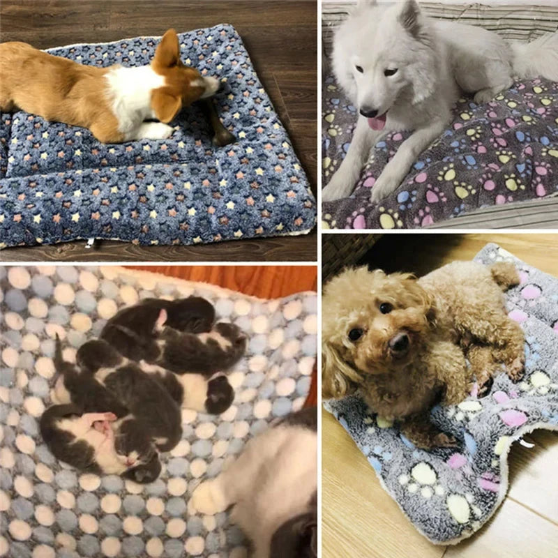 Cama Colchón y Manta de Franela Suave para Perros y Gatos - Cojín Acolchado Cálido para Cachorros y Mascotas Medianas o Grandes (Ideal para Invierno)
