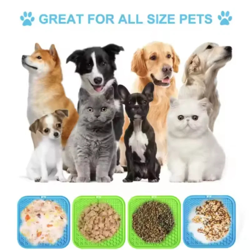 Alfombra de Silicona de Lamedero para Perros con Ventosa – Plato de Alimentación Lenta y Anti-Estrés para Baño, Cuidado de Mascotas y Entrenamiento