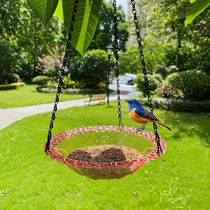 Comedero y Bebedero Colgante para Pájaros de Jardín – Bandeja Multiusos de Exterior y Soporte Decorativo
