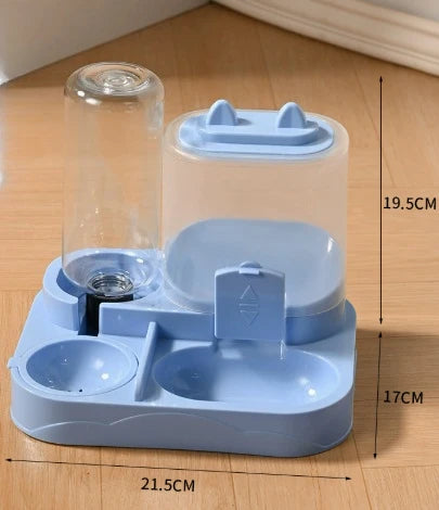 Dispensador 2 en 1 de Agua y Comida para Mascotas - Comedero Doble con Separación Seco/Húmedo, Depósito Transparente y Diseño Antivuelco para Viajes (Perros y Gatos)