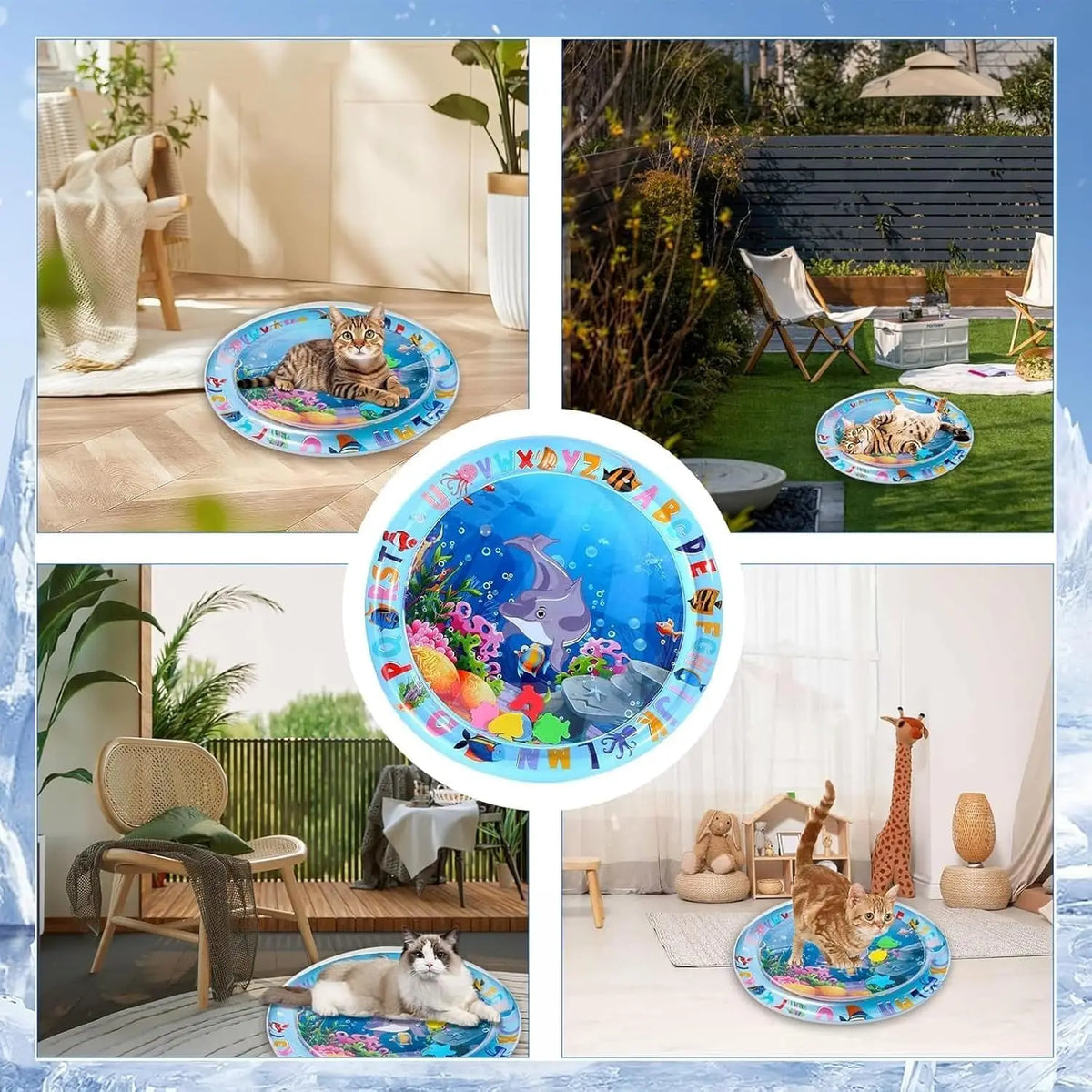 Alfombra Sensorial de Agua y Enfriamiento Reforzada para Gatos y Perros – Tapete Refrescante Interactivo para Juego Autónomo y Actividades de Verano