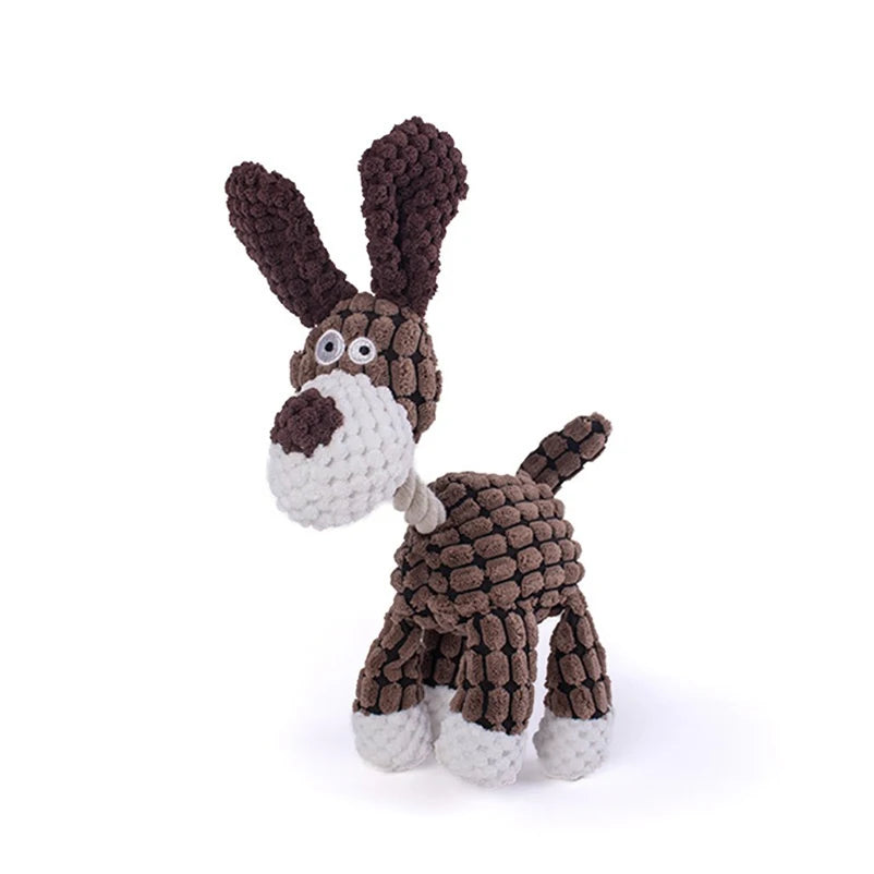 Juguete de Peluche Interactivo para Mascotas con Forma de Animal – Mordedor Limpiador Dental Antiansiedad para Perros y Gatos