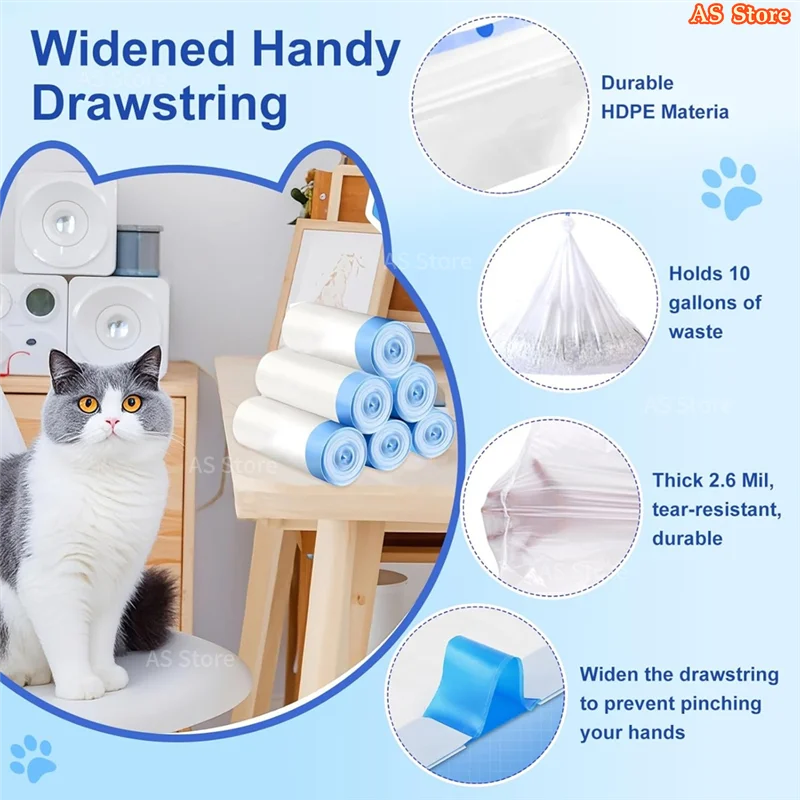 Bolsas de Basura Resistentes para Arenero Autolimpiable para Gatos - Pack Antigoteo de Gran Resistencia, Control de Olores y Ajuste Perfecto