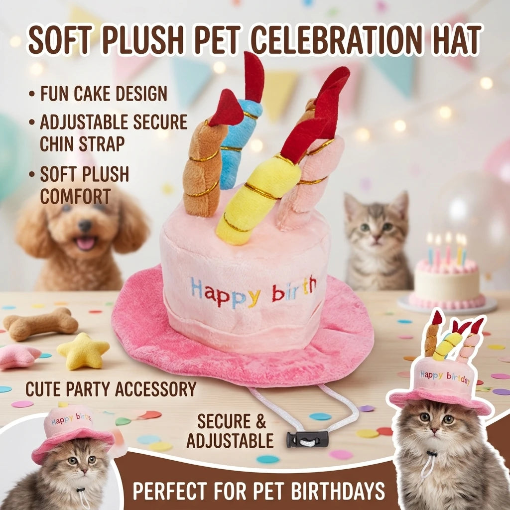 Set de Gorro de Fiesta de Cumpleaños y Juguete para Perros y Gatos – Kit Celebración Cómodo, Resistente a Mordeduras y Accesorio para Fotos