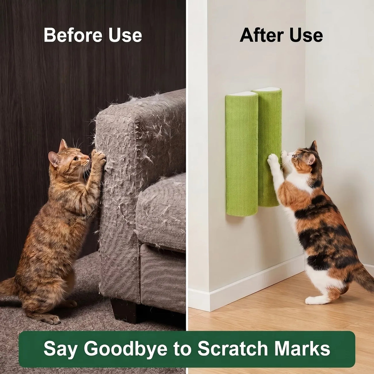 Rascador Autoadhesivo de Pared para Gatos - Panel Vertical Anticaída con Adhesivo Protector y Juguete Interactivo para Superficies