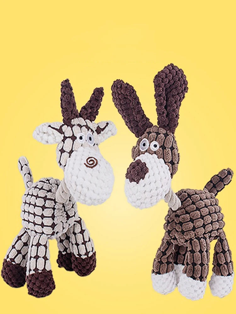 Juguete de Peluche Interactivo para Mascotas con Forma de Animal – Mordedor Limpiador Dental Antiansiedad para Perros y Gatos