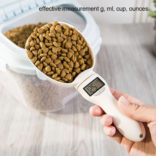 Pala Cuchara Medidora Digital con Pantalla LED para Comida de Perros y Gatos – Báscula Electrónica de Precisión para Alimento de Mascotas