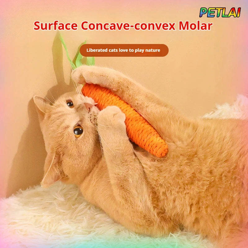 Juguete de Cuerda con Forma de Zanahoria para Gatos – Mordedor Limpiadientes y Rascador Interactivo