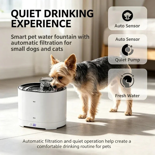 Bebedero Automático Inteligente con Sensor de Movimiento para Gatos y Perros Pequeños - Fuente de Agua Silenciosa con Bomba y Sistema de Filtrado