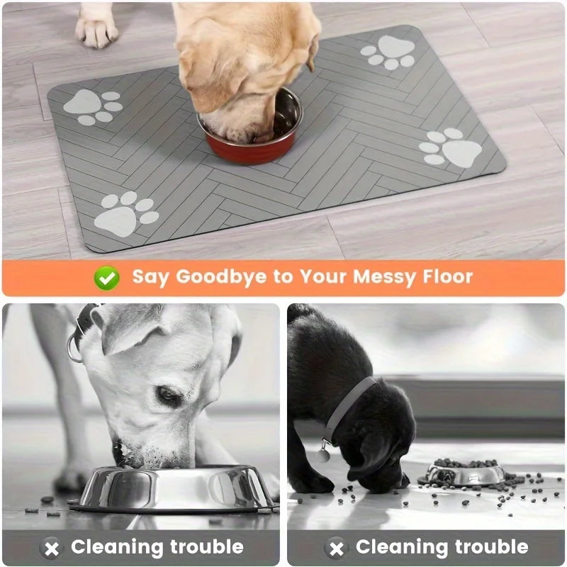 Alfombrilla Impermeable para Comederos de Perros - Bandeja de Alimentación Antideslizante y Resistente en Tallas S/M para Mascotas Comelonas, Tapete Absorbente Duradero