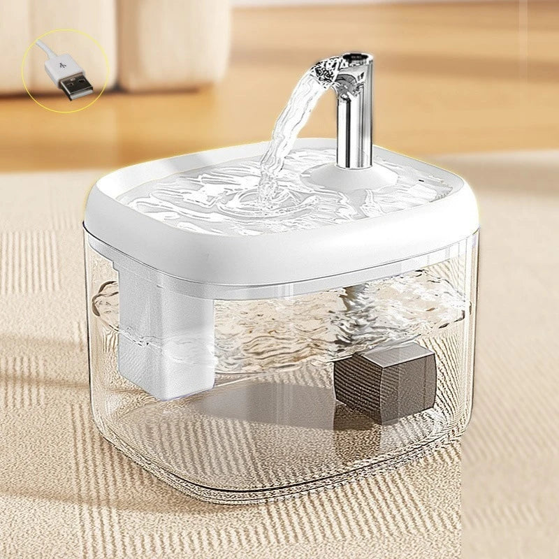 Fuente de Agua Automática Transparente para Mascotas (1,5 L) – Bebedero