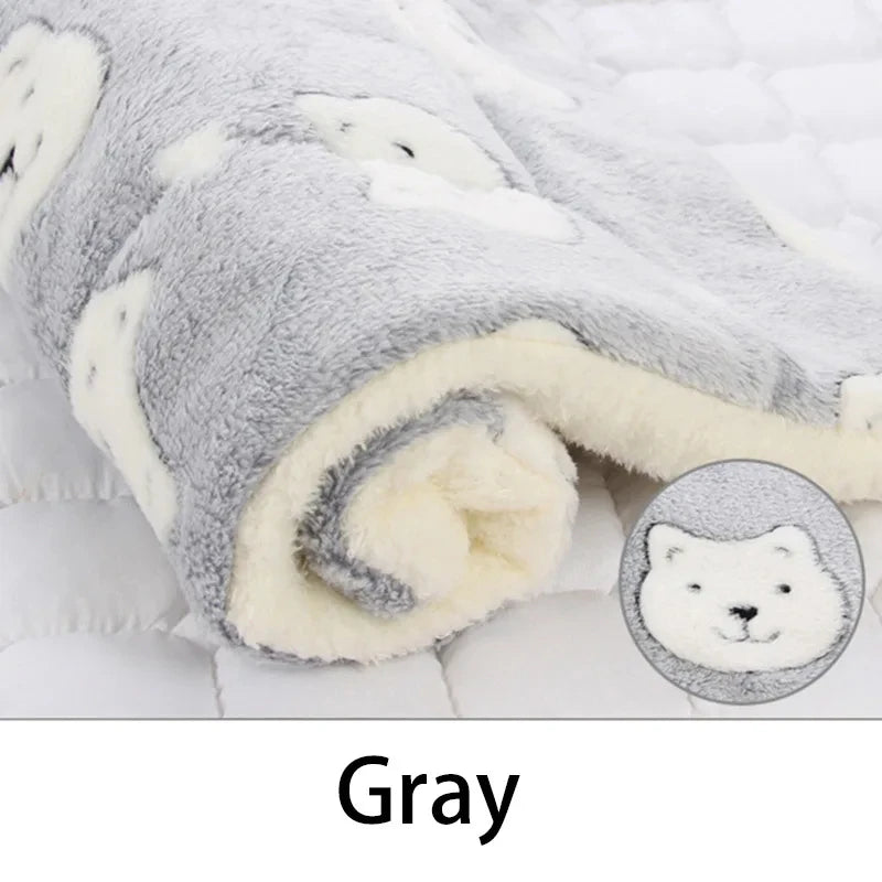 Cama Colchón y Manta de Franela Suave para Perros y Gatos - Cojín Acolchado Cálido para Cachorros y Mascotas Medianas o Grandes (Ideal para Invierno)
