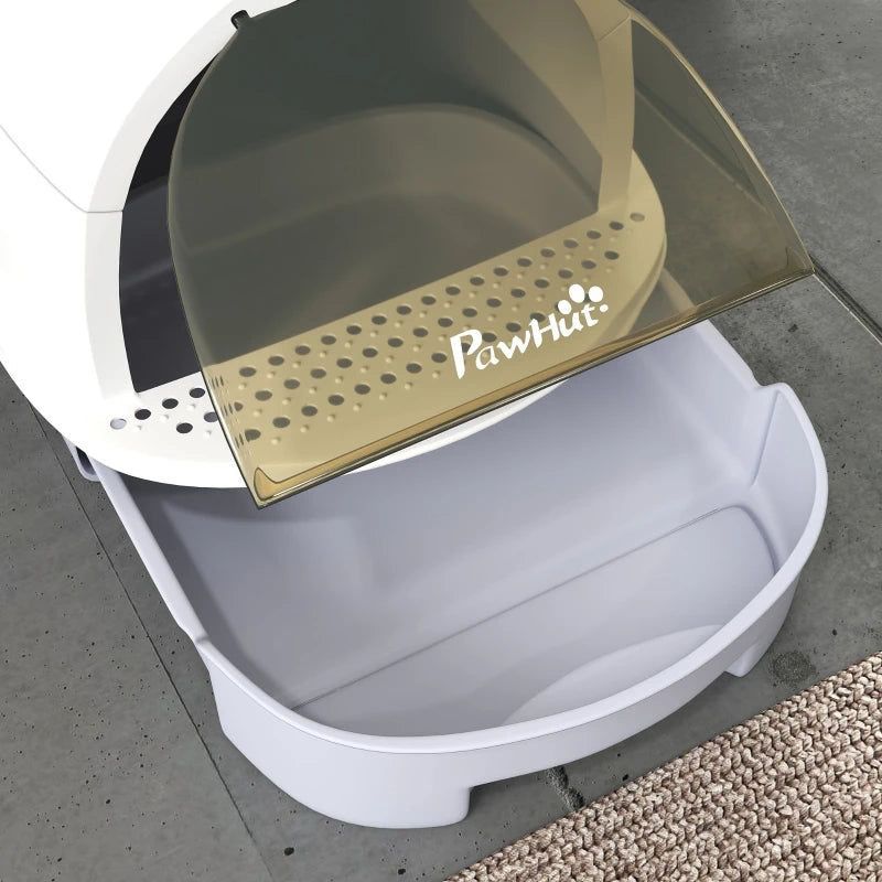 Arenero Cerrado para Gatos con Tapa, Cajón Extraíble y Pala - Diseño Anti olor con Alfombrilla Antirrastreo y Asa de Transporte (Gris, 40.5x52x39 cm, hasta 5 kg)