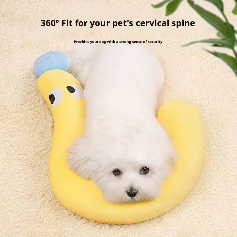 Almohada Cervical en Forma de U para Perros y Gatos – Cojín Ergonómico y Suave de Descanso Profundo para Cachorros y Gatitos