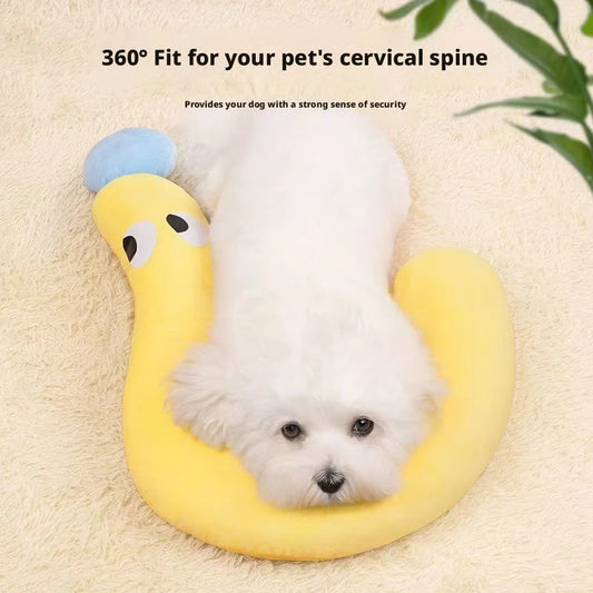 Almohada Cervical en Forma de U para Perros y Gatos – Cojín Ergonómico y Suave de Descanso Profundo para Cachorros y Gatitos
