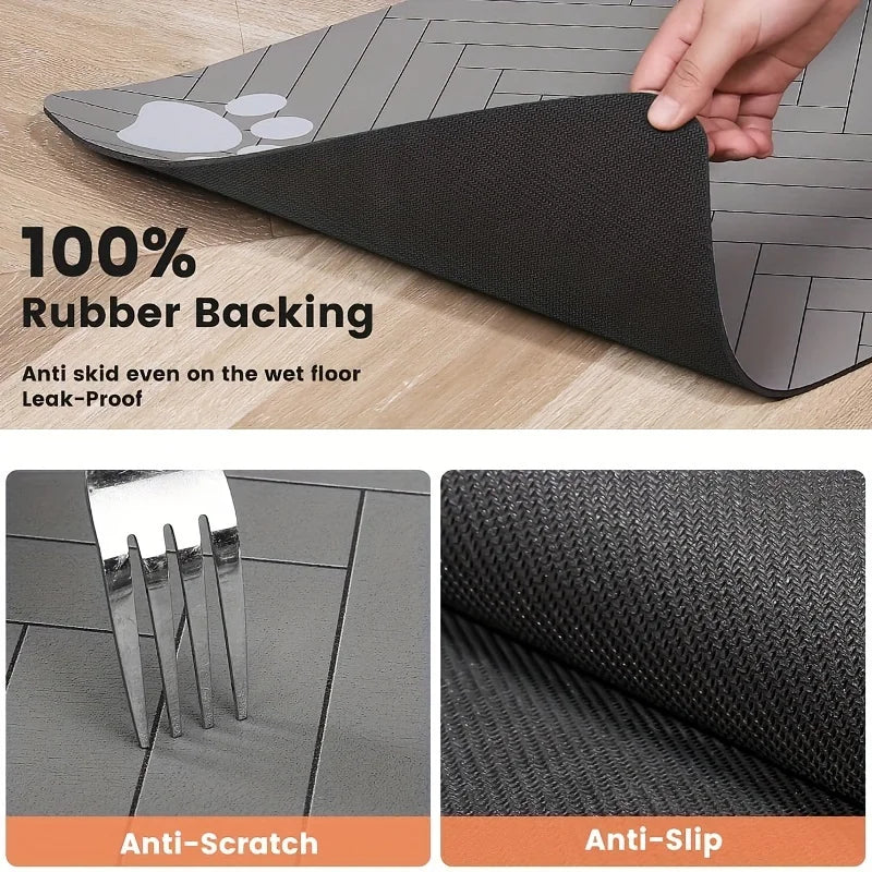 Alfombrilla Impermeable para Comederos de Perros - Bandeja de Alimentación Antideslizante y Resistente en Tallas S/M para Mascotas Comelonas, Tapete Absorbente Duradero