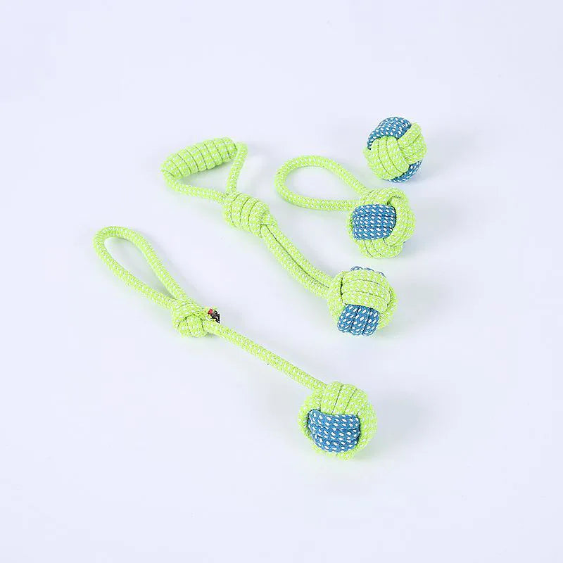 Juguete Mordedor de Cuerda de Algodón con Pelota para Perros – Cuerda Interactiva con Efecto Hilo Dental para Limpieza Bucal, Masticación y Juegos de Tirón (Razas Pequeñas y Grandes)