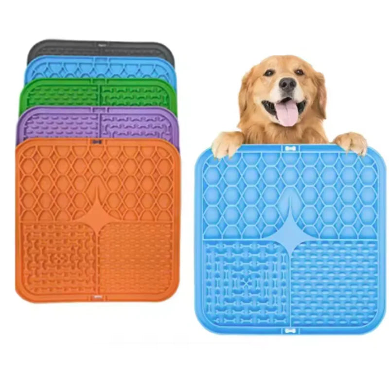 Alfombra de Silicona de Lamedero para Perros con Ventosa – Plato de Alimentación Lenta y Anti-Estrés para Baño, Cuidado de Mascotas y Entrenamiento