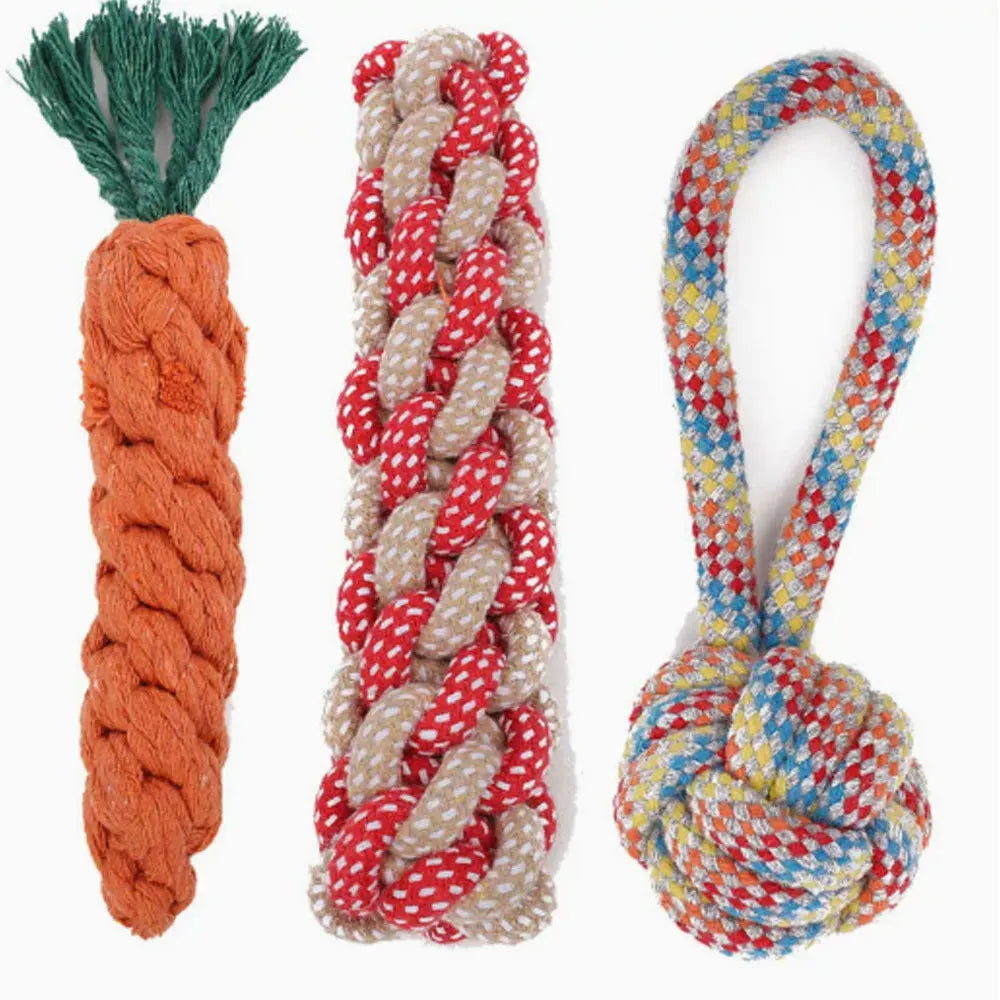 Kit de Juguetes Interactivos para Perros y Cachorros – Set Multiproducto con Zanahoria Mordedora de Cuerda, Pelotas de Goma y Frisbee Resistente a Mordeduras