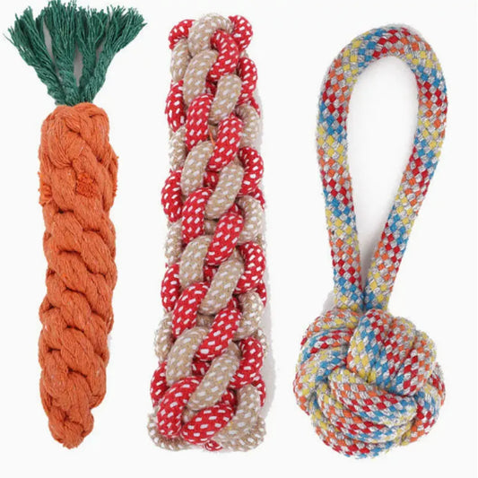 Kit de Juguetes Interactivos para Perros y Cachorros – Set Multiproducto con Zanahoria Mordedora de Cuerda, Pelotas de Goma y Frisbee Resistente a Mordeduras