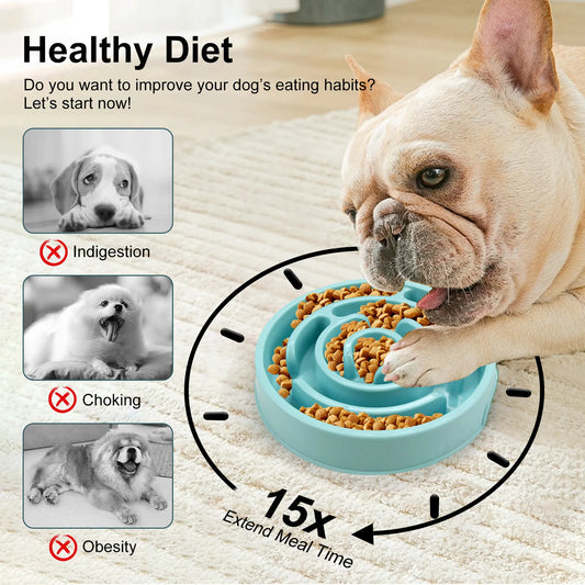 Comedero Lento Antideslizante y Ant iansiedad para Perros y Gatos – Plato Interactivo Duradero para Digestión Saludable (Para Todas las Tallas)