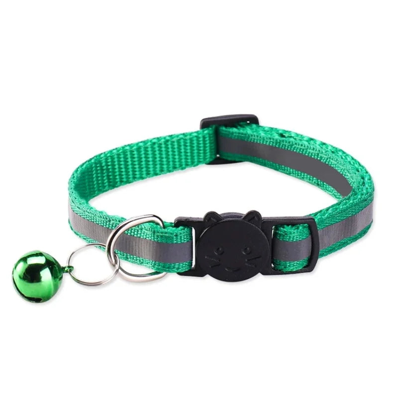 Collar de Seguridad Reflectante Antiahogamiento para Gatos y Cachorros - Collar Ajustable con Hebilla de Zafra, Cascabel Colorido