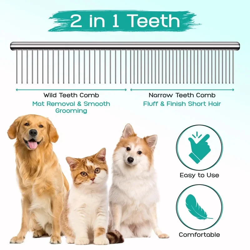 Kit de Tijeras de Peluquería Canina y Felina 5 en 1 – Juego de Tijeras de Acero Inoxidable con Punta Redonda de Seguridad para Perros y Gatos