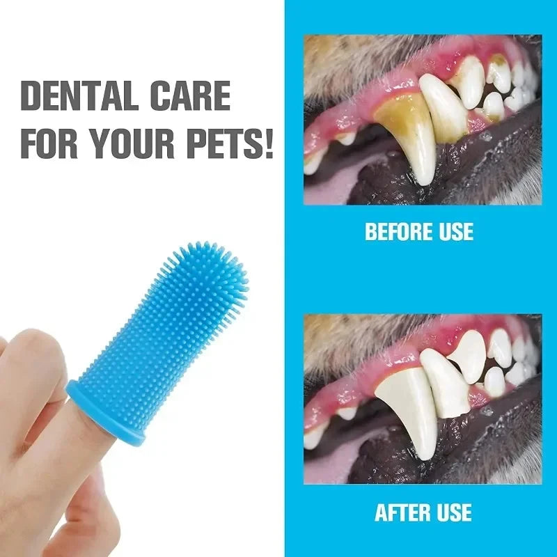 Cepillo de Dientes de Silicona para Dedos de Perros y Gatos – Limpiador Bucal de Silicona No Tóxica para Sarro, Placa y Mal Aliento