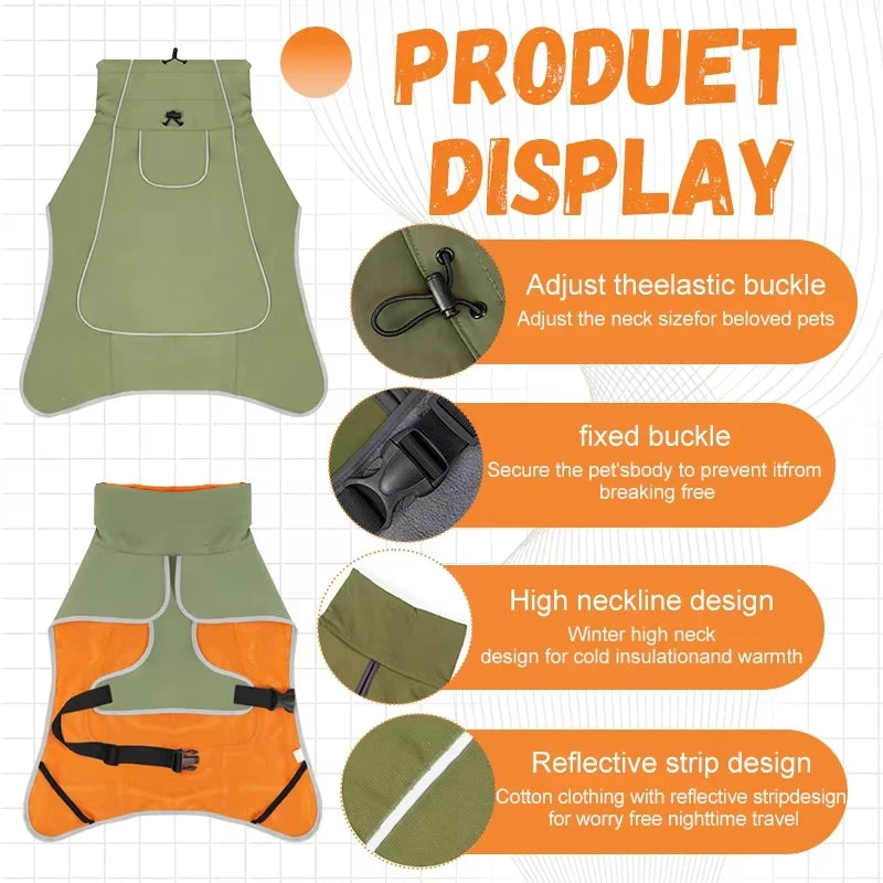 Chubasquero Impermeable Ajustable para Perros con Tira Reflectante – Impermeable de Poliéster con Cierre de Botones para Días de Lluvia