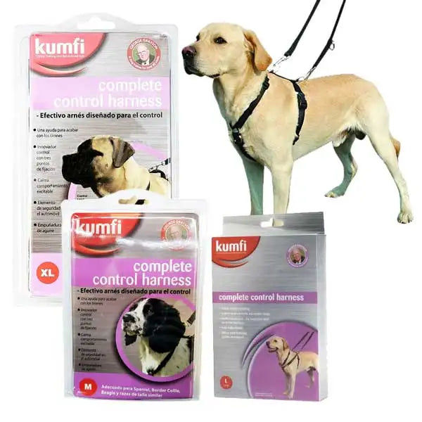 Arnés de Control Antitirones SanDimas Kumfi para Perros - Ajustable (Tallas M a XL) de Nailon Resistente con Tres Puntos de Anclaje para Paseos y Viajes Seguros