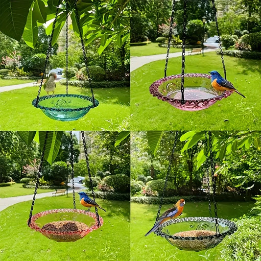 Comedero y Bebedero Colgante para Pájaros de Jardín – Bandeja Multiusos de Exterior y Soporte Decorativo