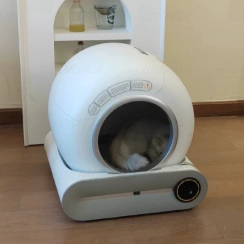 Arenero Inteligente Automático para Gatos - Gran Capacidad, Control Remoto por App, Diseño Semiabierto y Autolimpieza Avanzada para el Hogar