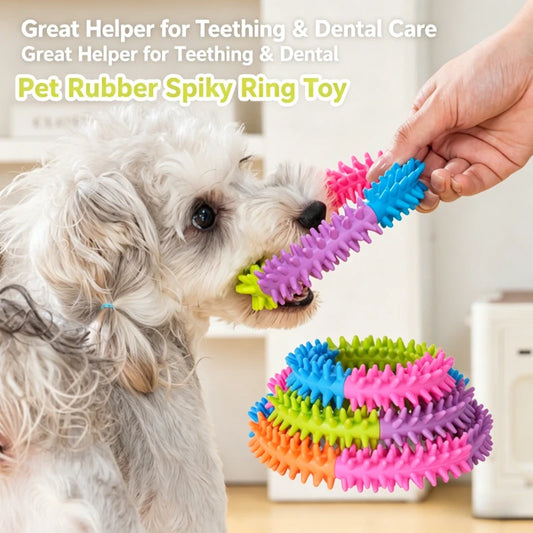 Anillo Anillo Disco Volador y Mordedor con Púas para Perros y Gatos – Juguete Interactivo de Entrenamiento y Limpiador Molar de Goma