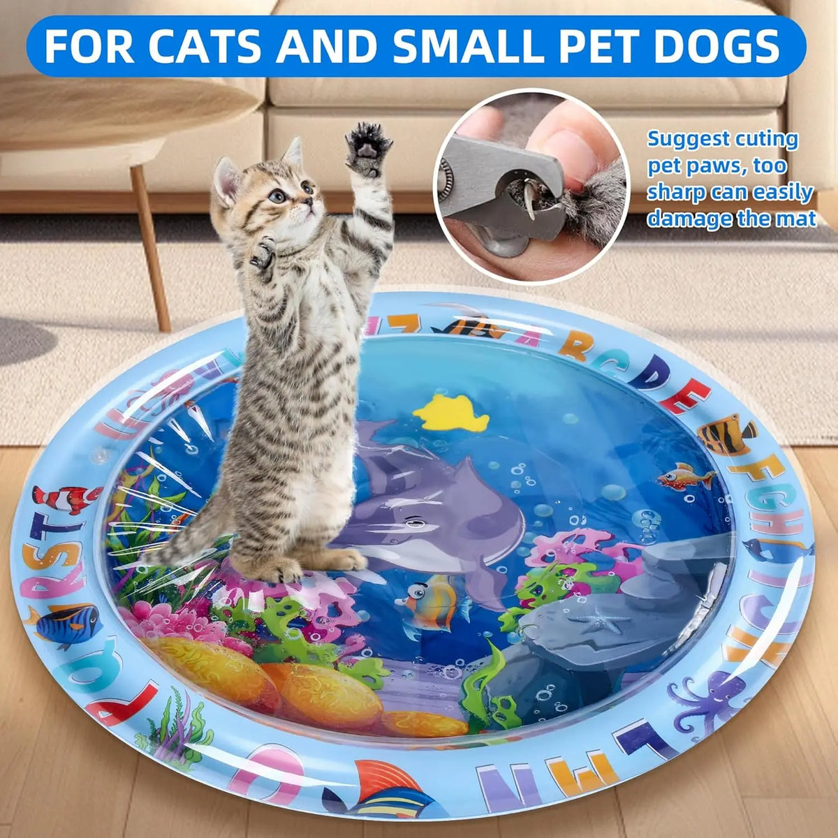 Alfombra Sensorial de Agua y Enfriamiento Reforzada para Gatos y Perros – Tapete Refrescante Interactivo para Juego Autónomo y Actividades de Verano