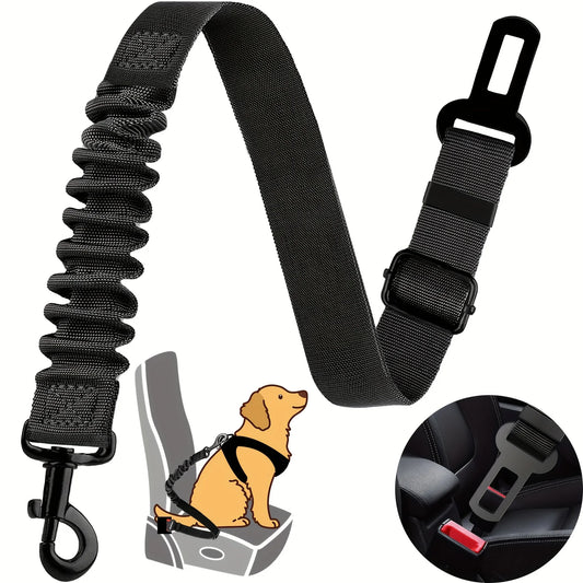Cinturón de Seguridad Ajustable y Elástico para Perros en el Coche - Sujeción Retráctil de Nailon con Mosquetón Metálico Resistente para Todas las Tallas