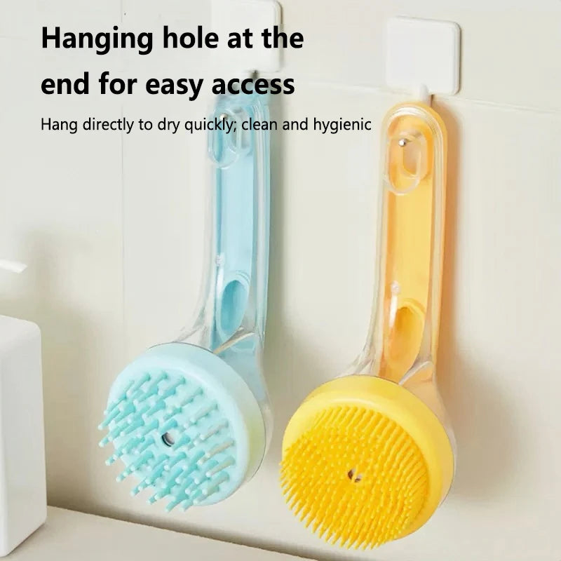 Cepillo de Baño con Dispensador de Champú para Perros y Gatos – Cepillo Masajeador Ergonómico de Silicona para Baño, Limpieza Profunda y Cuidado de Piel