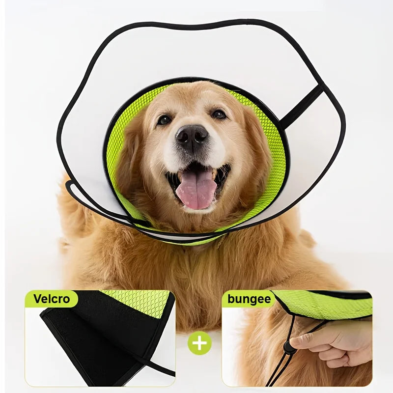 Collar Isabelino Protector para Perros y Gatos – Cono Quirúrgico Híbrido Anti-Mordeduras y Anti-Rascado, Transpirable y Ajustable