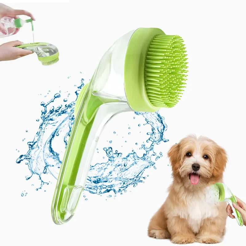 Cepillo de Baño con Dispensador de Champú para Perros y Gatos – Cepillo Masajeador Ergonómico de Silicona para Baño, Limpieza Profunda y Cuidado de Piel