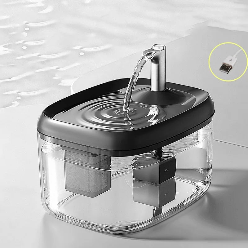 Fuente de Agua Automática Transparente para Mascotas (1,5 L) – Bebedero