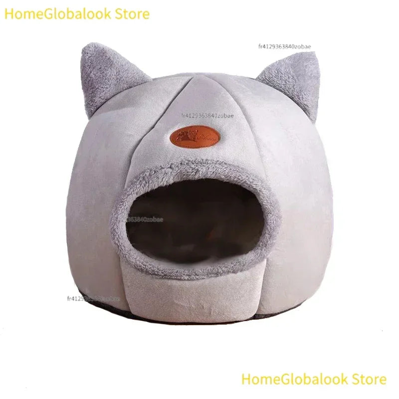 Cama Cueva Acolchada de Invierno para Gatos y Perros Pequeños - Nido Cálido, Suave y Antideslizante con Diseño Cerrado Tipo Tienda de Campaña